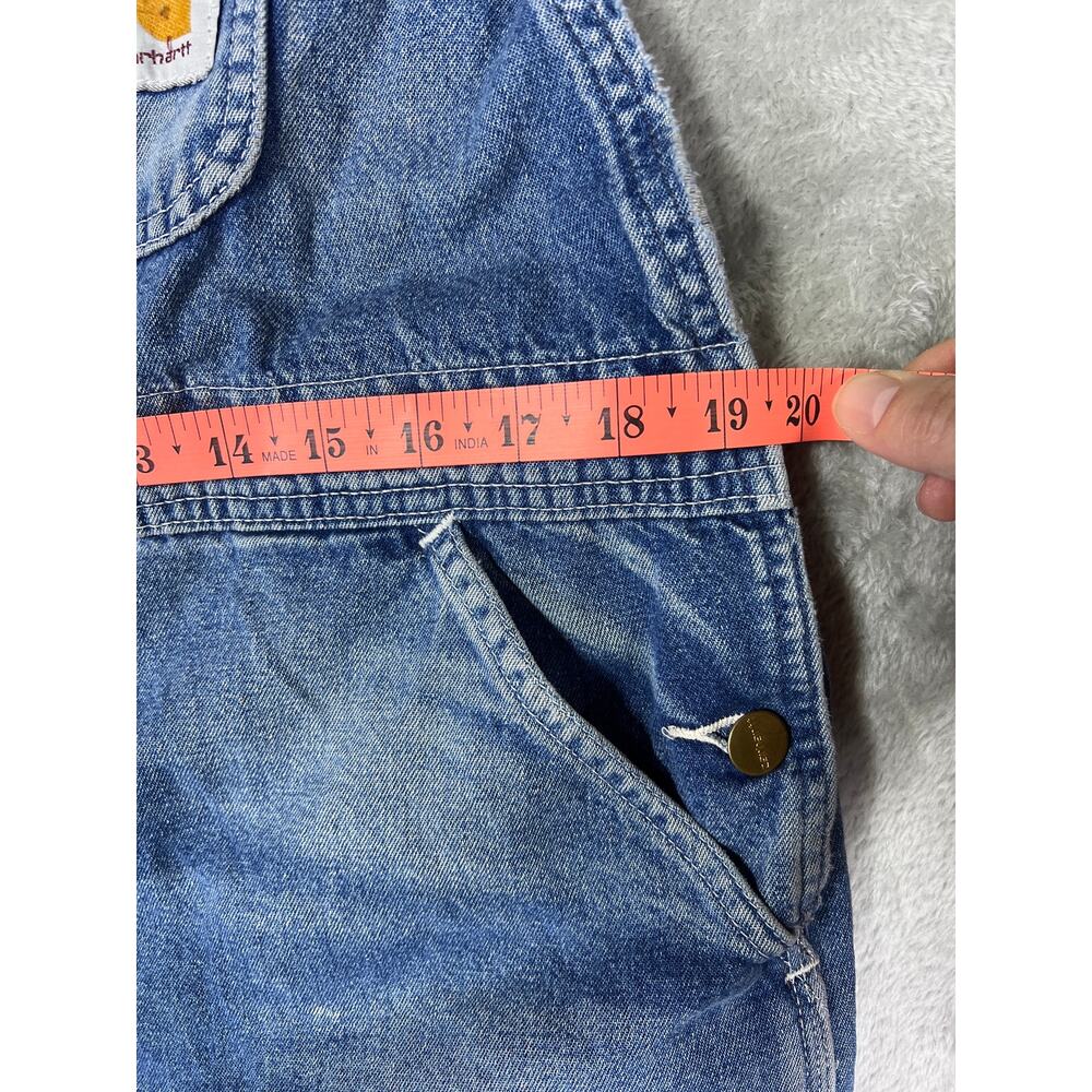 Vintage Carhartt Denim Overalls Distressed Workwear Carpenter Bib 38x26 - Picture 8 of 10
